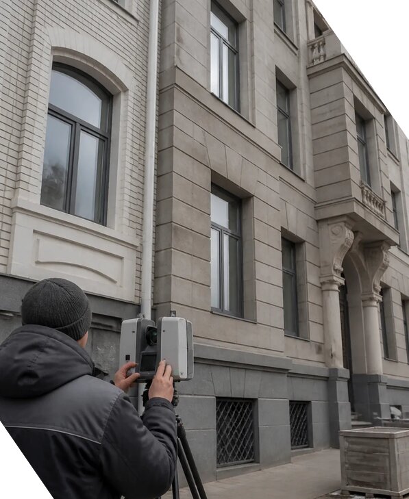 Лазерное сканирование фасадов зданий для обследования в Долгопрудном